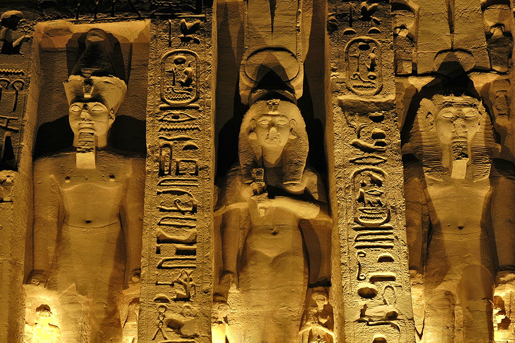  Temple of Hathor and Nefertari at night. 