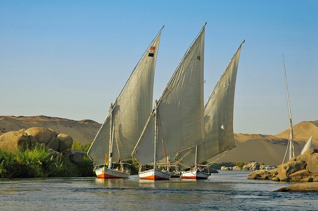  Feluccas on the Nile River. 