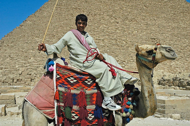 Camel rider Giza Egypt