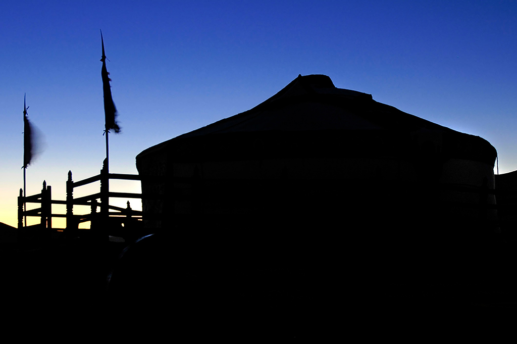  Sunset at Chinggis Khaani Khuree camp. 